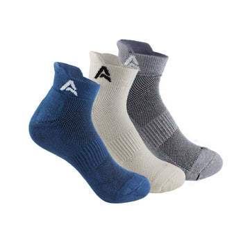 Performance Bamboo Socks Ankle Length - Navy Off-White Charcoal