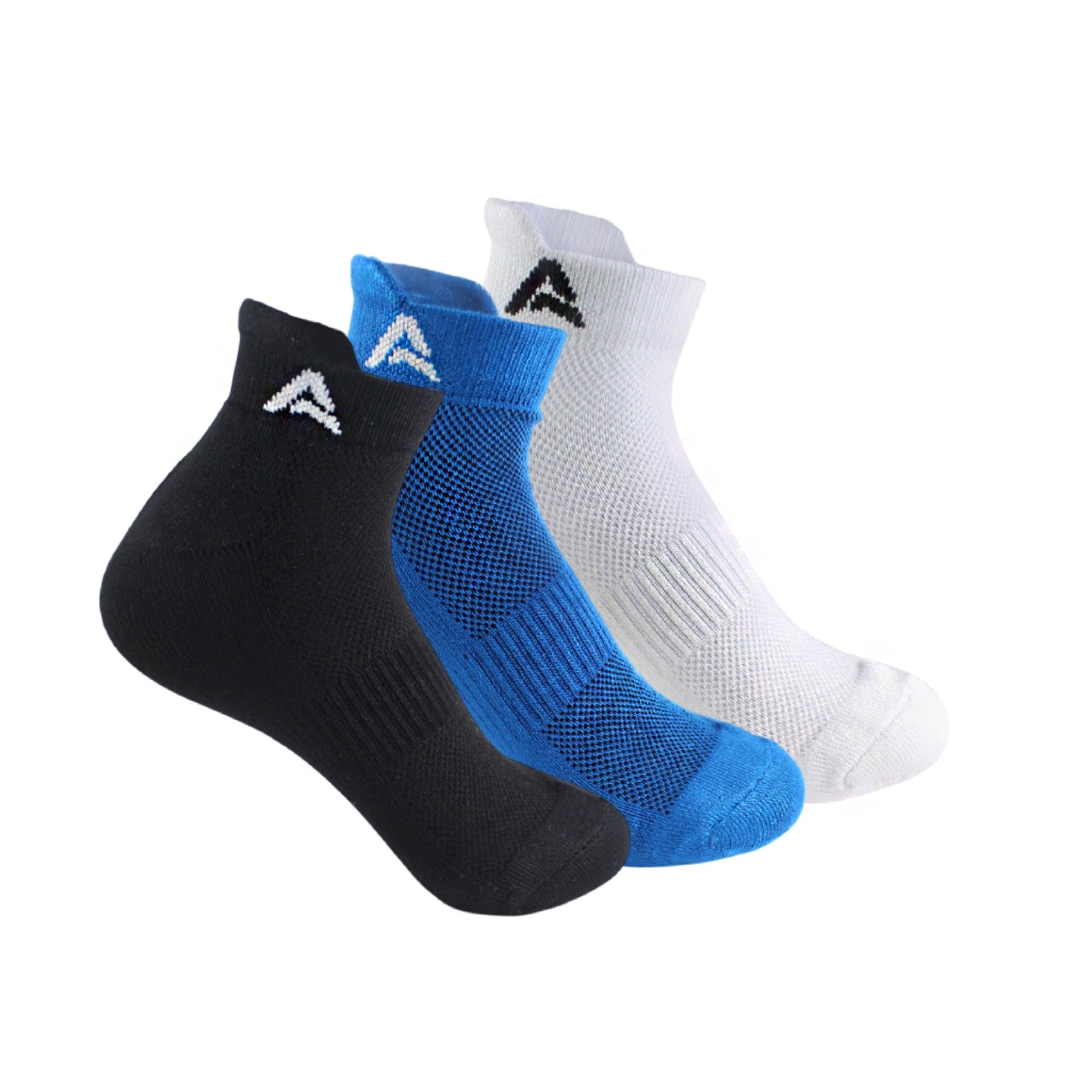 Performance Bamboo Socks Ankle Length - Black Sonic-Blue White