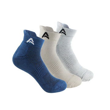 Performance Bamboo Socks Ankle Length - Navy Off White Grey