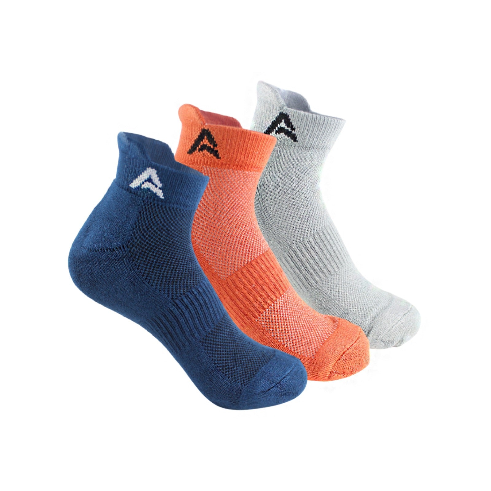 Performance Bamboo Socks Ankle Length - Navy Tomato Grey
