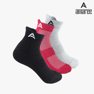 Performance Bamboo Socks Ankle Length – Black - Red - Grey Pack of 3