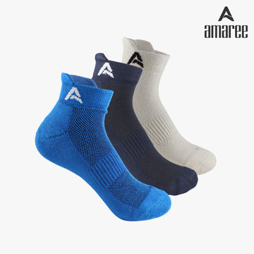 Performance Bamboo Socks Ankle Length – Sonic Blue - Dark Blue - White Pack of 3