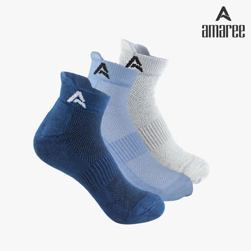 Performance Bamboo Socks Ankle Length – Navy - Sky Blue - Grey Pack of 3