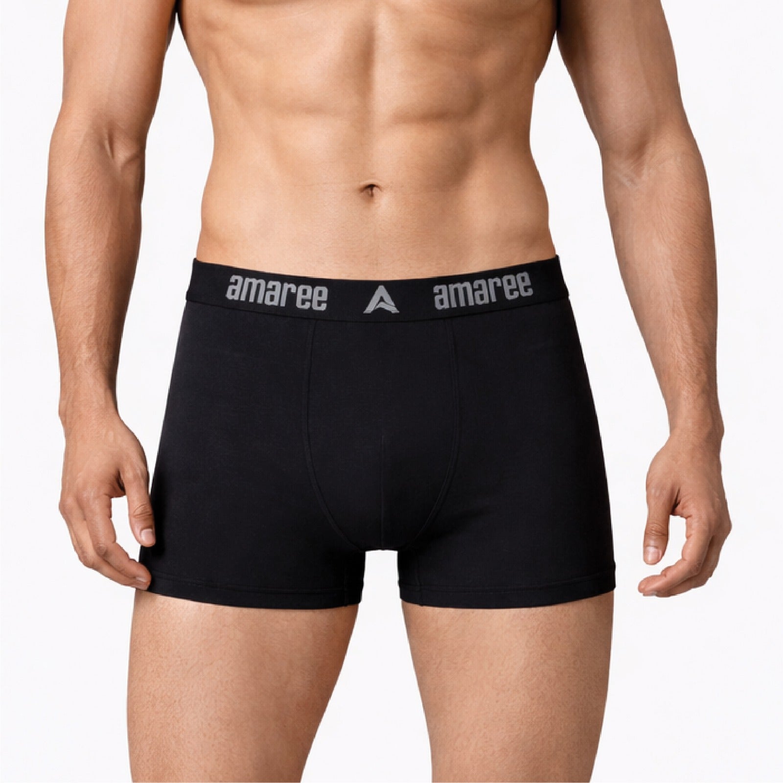 Amaree Navy blue boxer briefs featuring a black waistband For Mens micro modal trunks