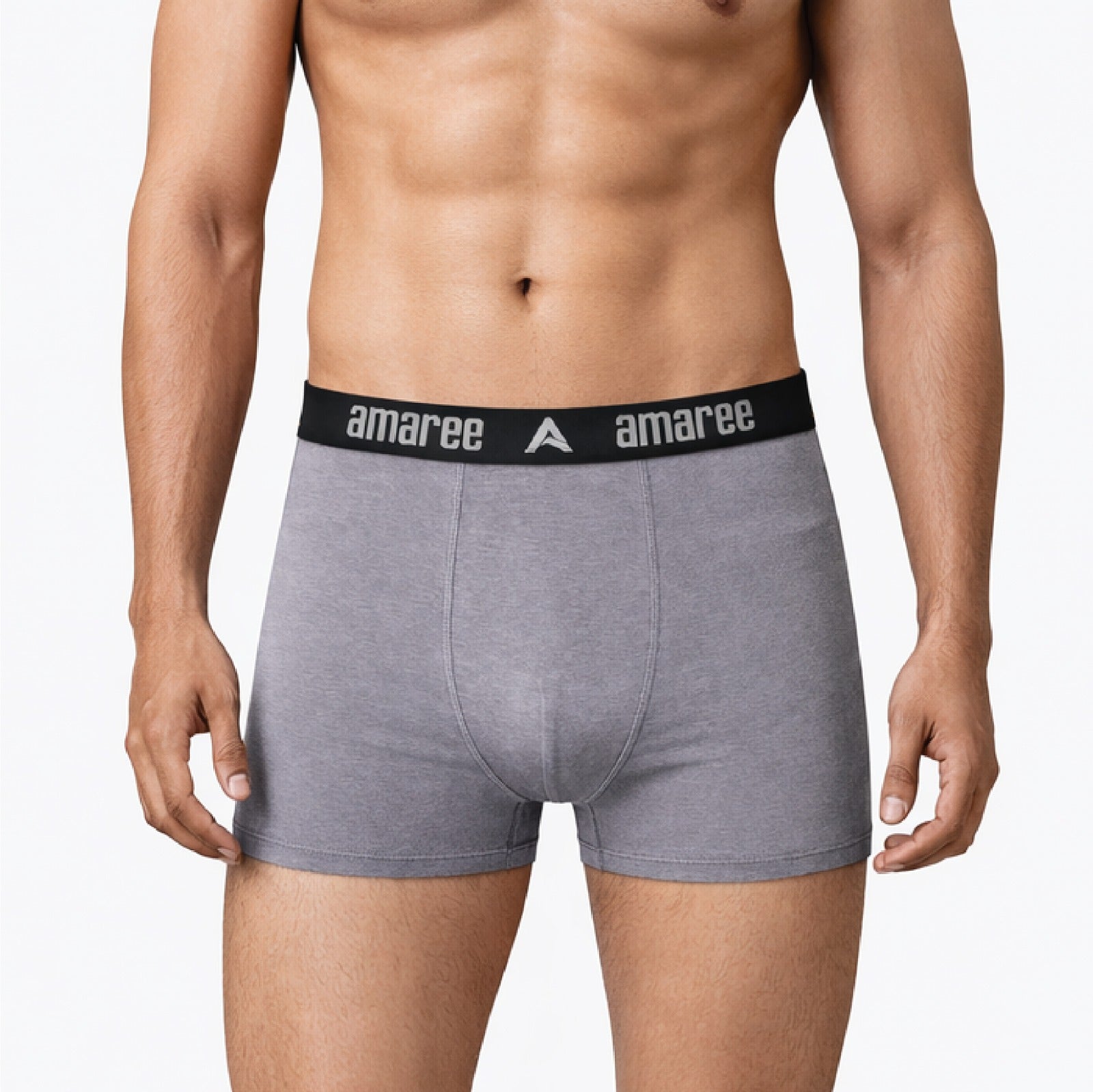 Amaree Navy blue boxer briefs featuring a black waistband For Mens micro modal trunks