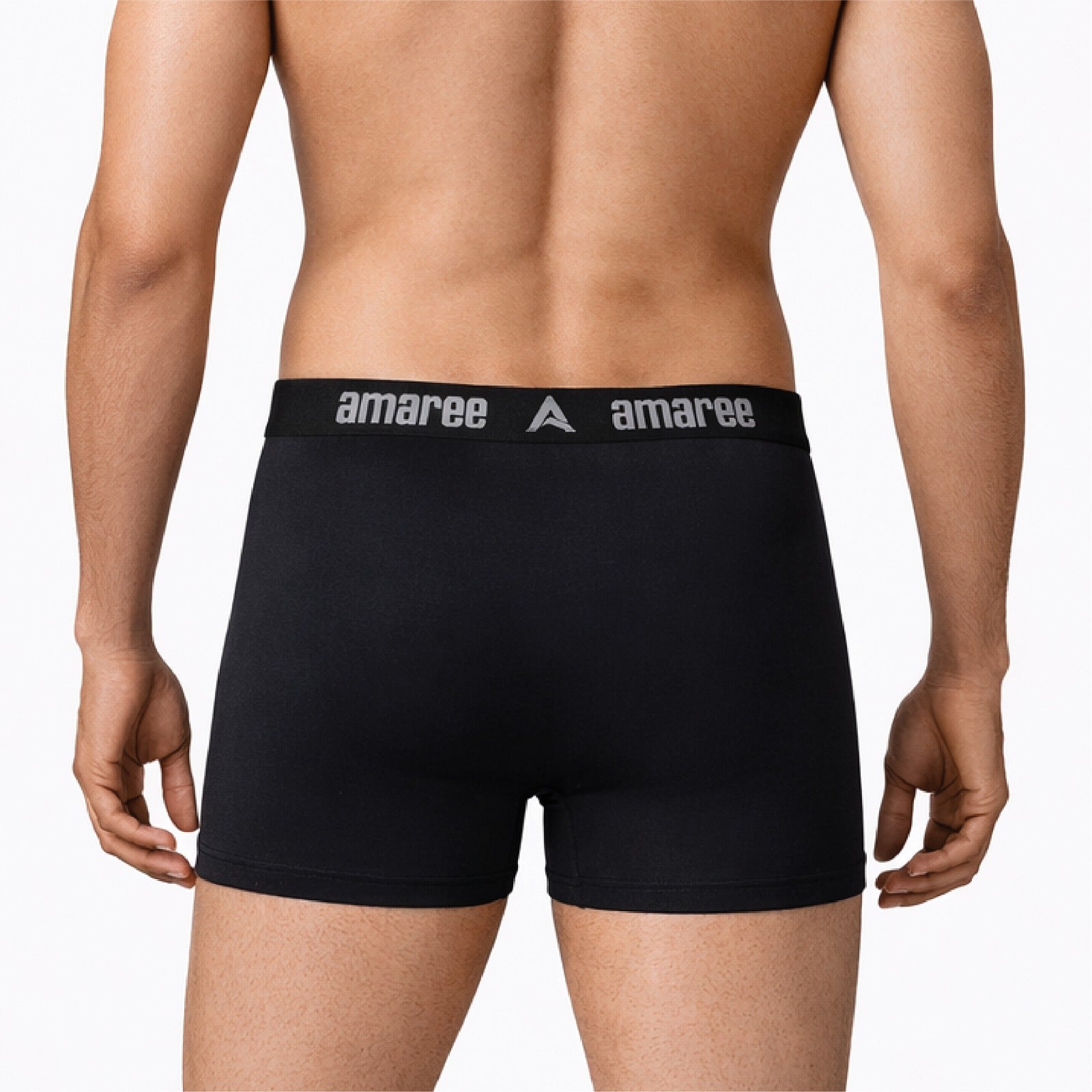 Amaree Navy blue boxer briefs featuring a black waistband For Mens micro modal trunks