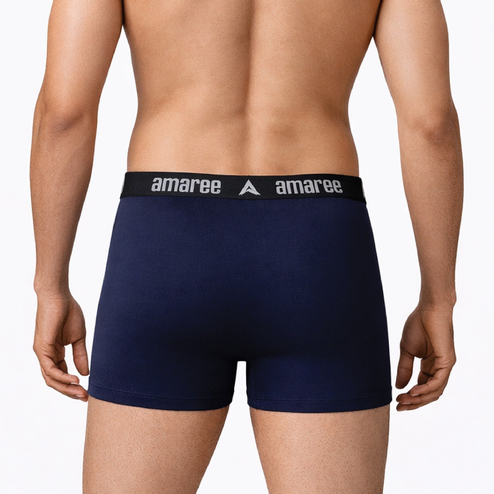 Amaree Navy blue boxer briefs featuring a black waistband For Mens micro modal trunks