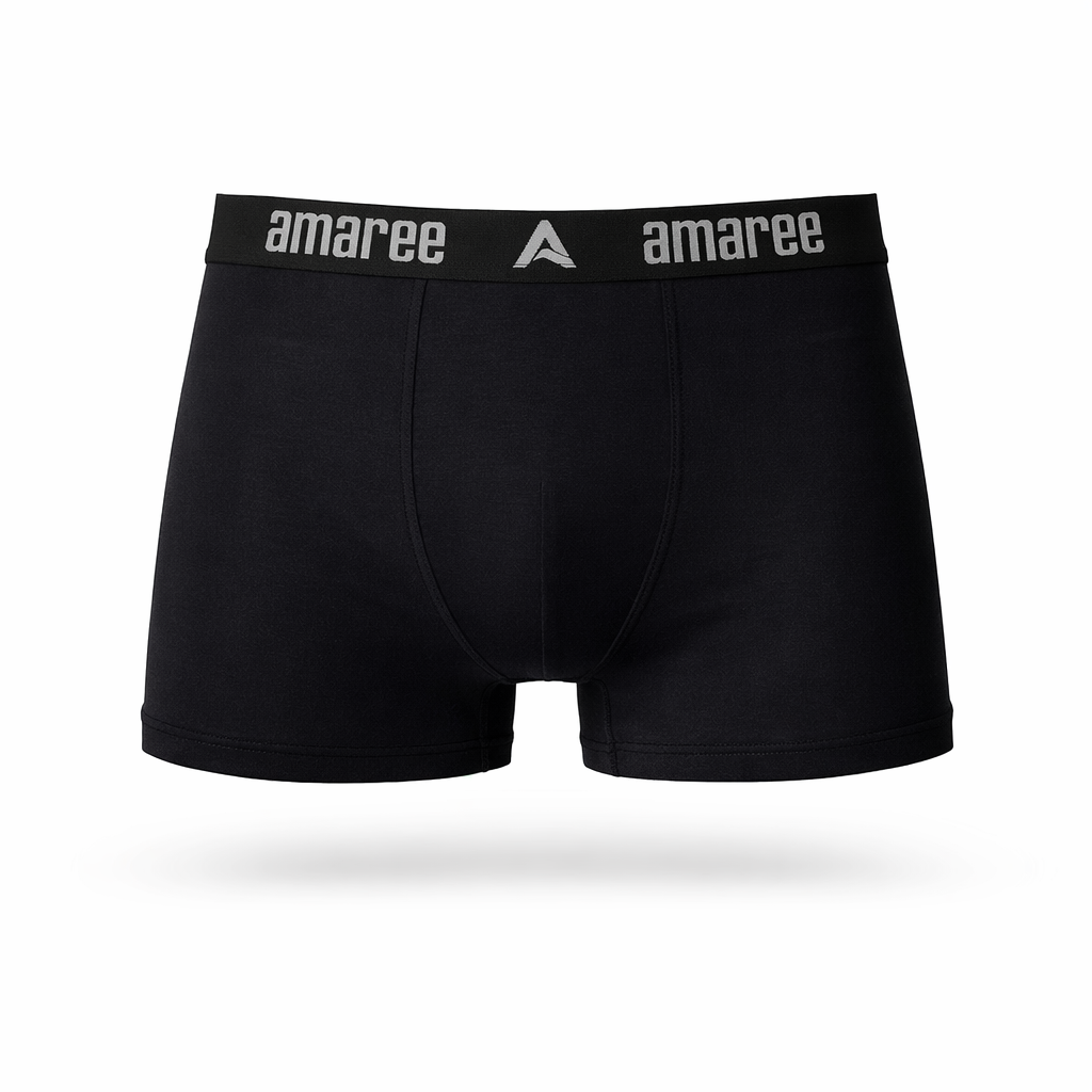 Amaree Navy blue boxer briefs featuring a black waistband For Mens micro modal trunks