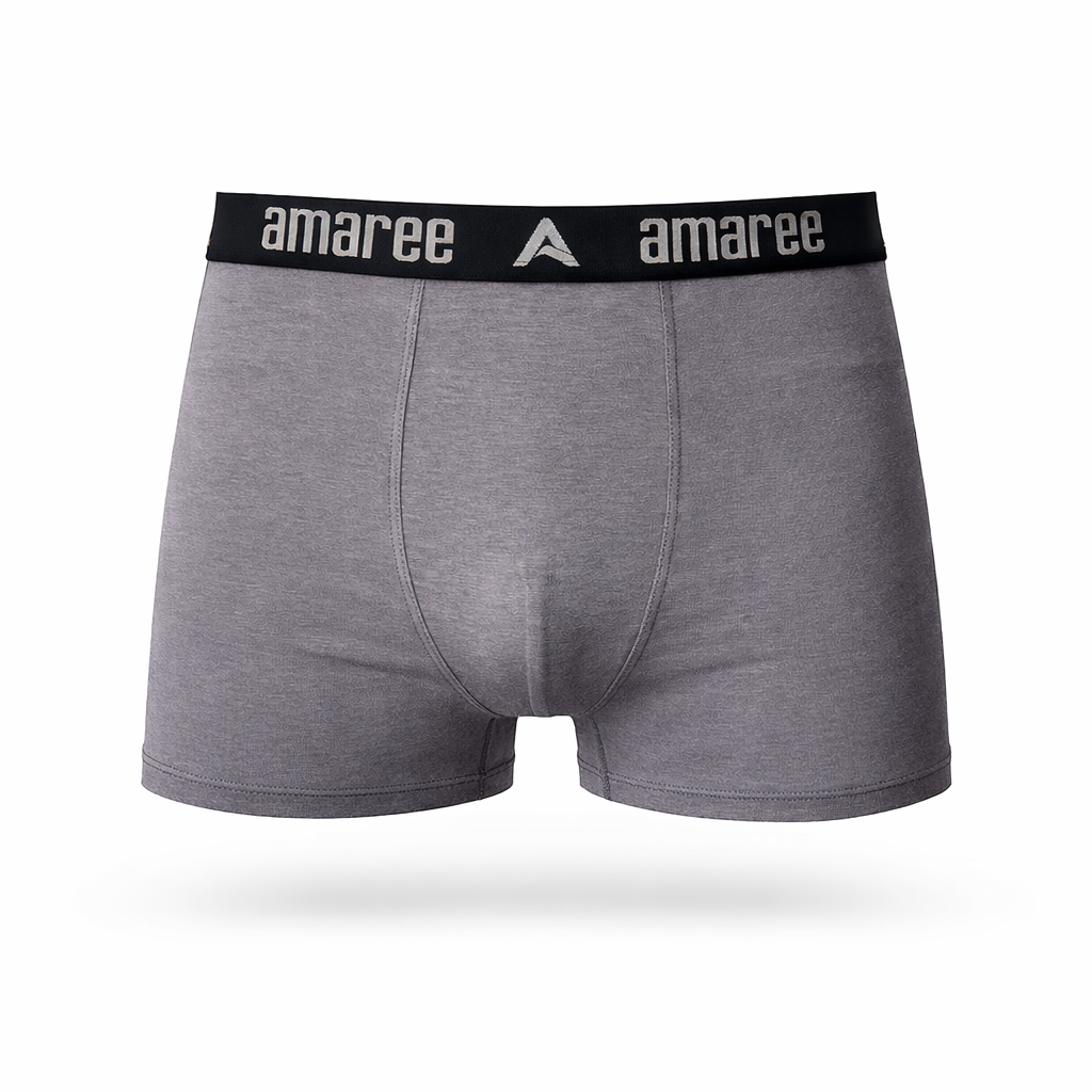 Amaree Navy blue boxer briefs featuring a black waistband For Mens micro modal trunks
