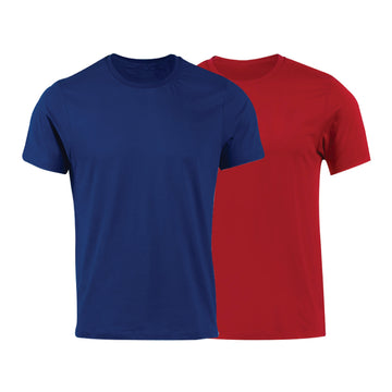 Pack Of 2 Blue And Red Classic Solid Cotton Crew Neck T-Shirt with Soft Breathable Fabric for Everyday Comfort for Men (Copy)