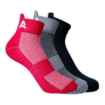 AMAREE Premium Bamboo Socks for Men & Women - Soft Comfortable Eco-Friendly, Breathable, Durable, Moisture-Wicking, Anti-Odor, Everyday Ankle Socks Combo - Pack of 3 (BLACK , RED , CHARCOAL)