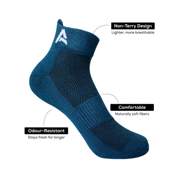 AMAREE Premium Bamboo Socks for Men & Women - Soft Comfortable Eco-Friendly, Breathable, Durable, Moisture-Wicking, Anti-Odor, Everyday Ankle Socks Combo - Pack of 3 (navy , red , grey)