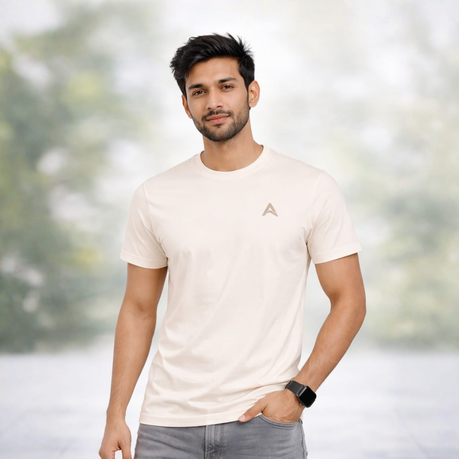 AMAREE Classic Round Neck Half Sleeve Organic Cotton T-Shirt for Men | Soft, Breathable, Comfortable, Stylish Casual Tee | Regular Fit, Durable Fabric, Minimalist Design