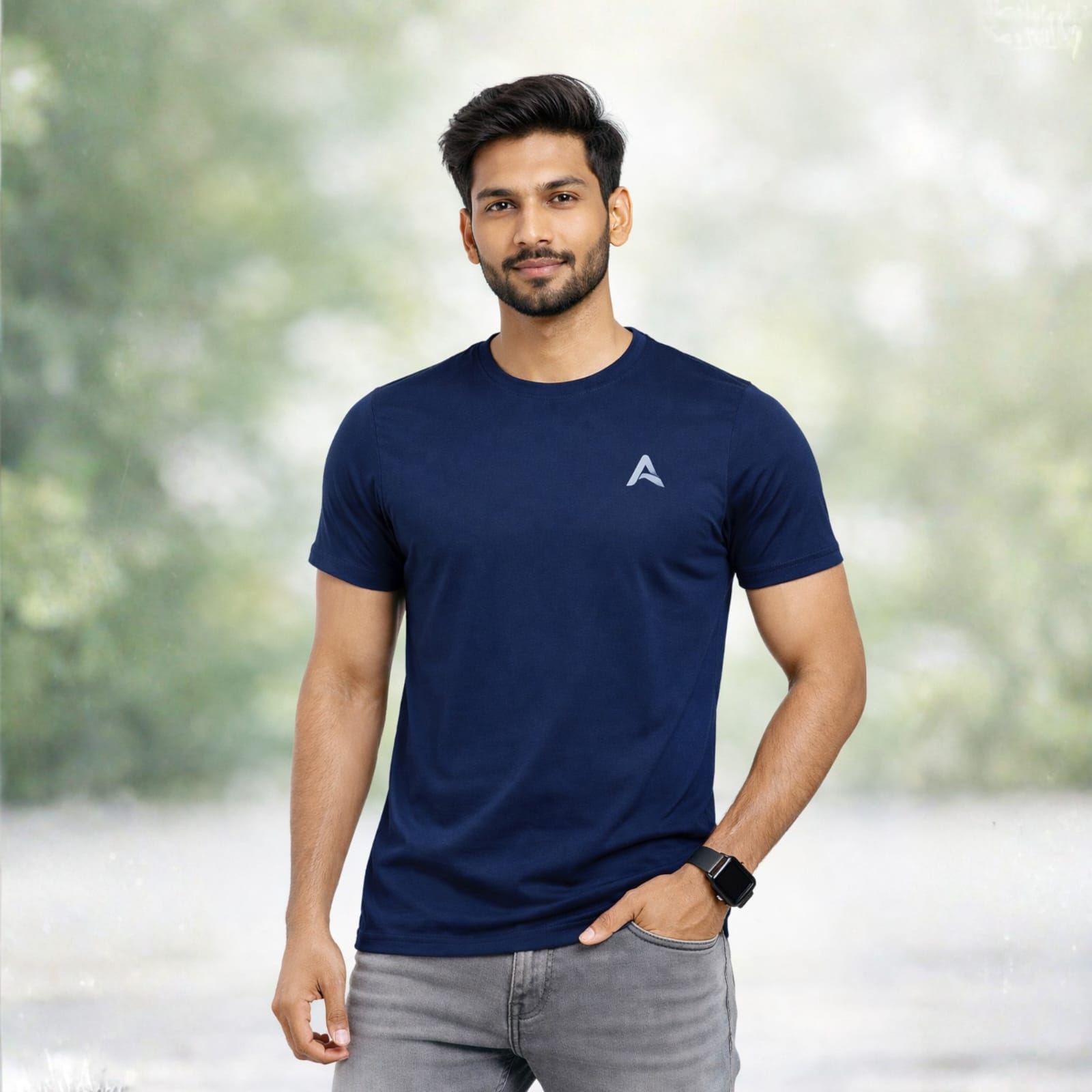 AMAREE Classic Round Neck Half Sleeve Organic Cotton T-Shirt for Men | Soft, Breathable, Comfortable, Stylish Casual Tee | Regular Fit, Durable Fabric, Minimalist Design