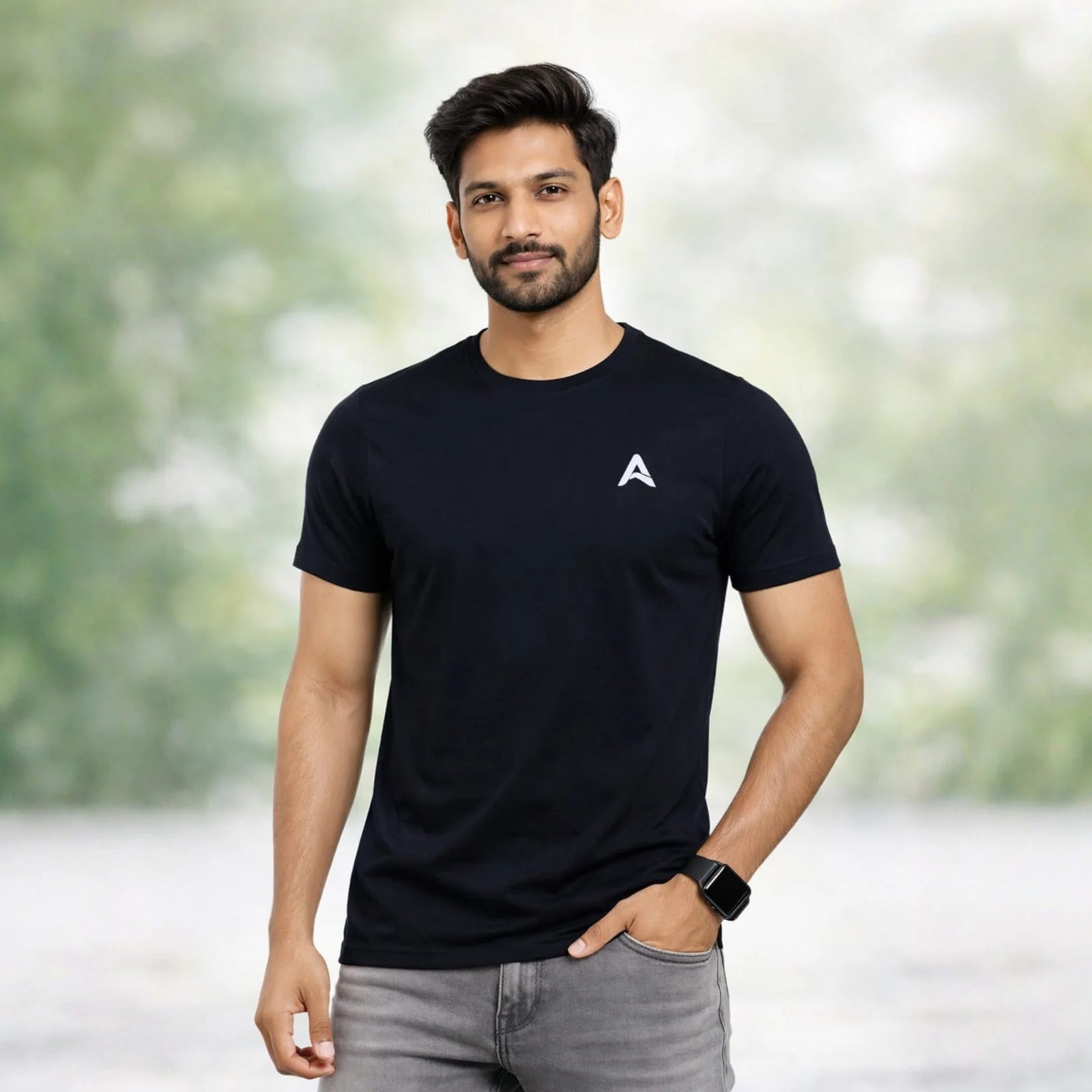 AMAREE Classic Round Neck Half Sleeve Organic Cotton T-Shirt for Men | Soft, Breathable, Comfortable, Stylish Casual Tee | Regular Fit, Durable Fabric, Minimalist Design