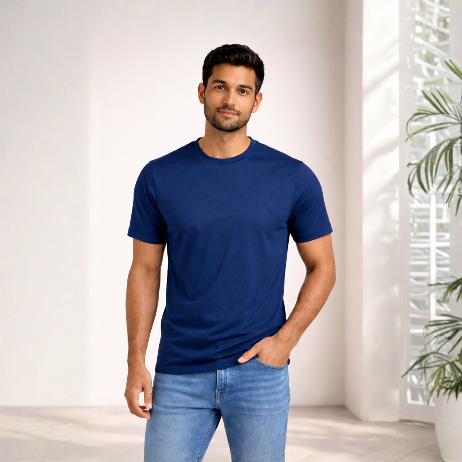 AMAREE Classic Round Neck Half Sleeve Organic Cotton T-Shirt for Men | Soft, Breathable, Comfortable, Stylish Casual Tee | Regular Fit, Durable Fabric, Minimalist Design
