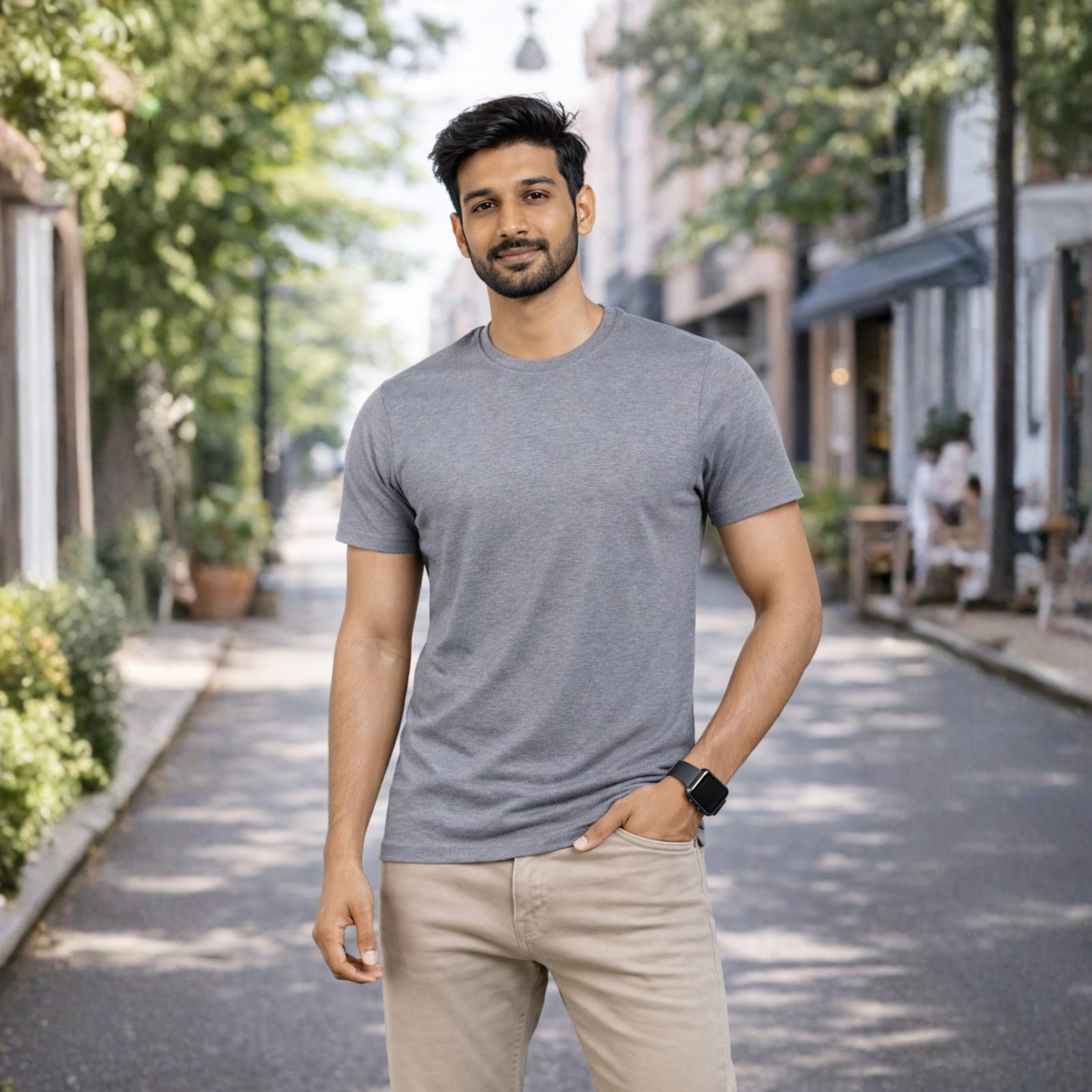 AMAREE Classic Round Neck Half Sleeve Organic Cotton T-Shirt for Men | Soft, Breathable, Comfortable, Stylish Casual Tee | Regular Fit, Durable Fabric, Minimalist Design
