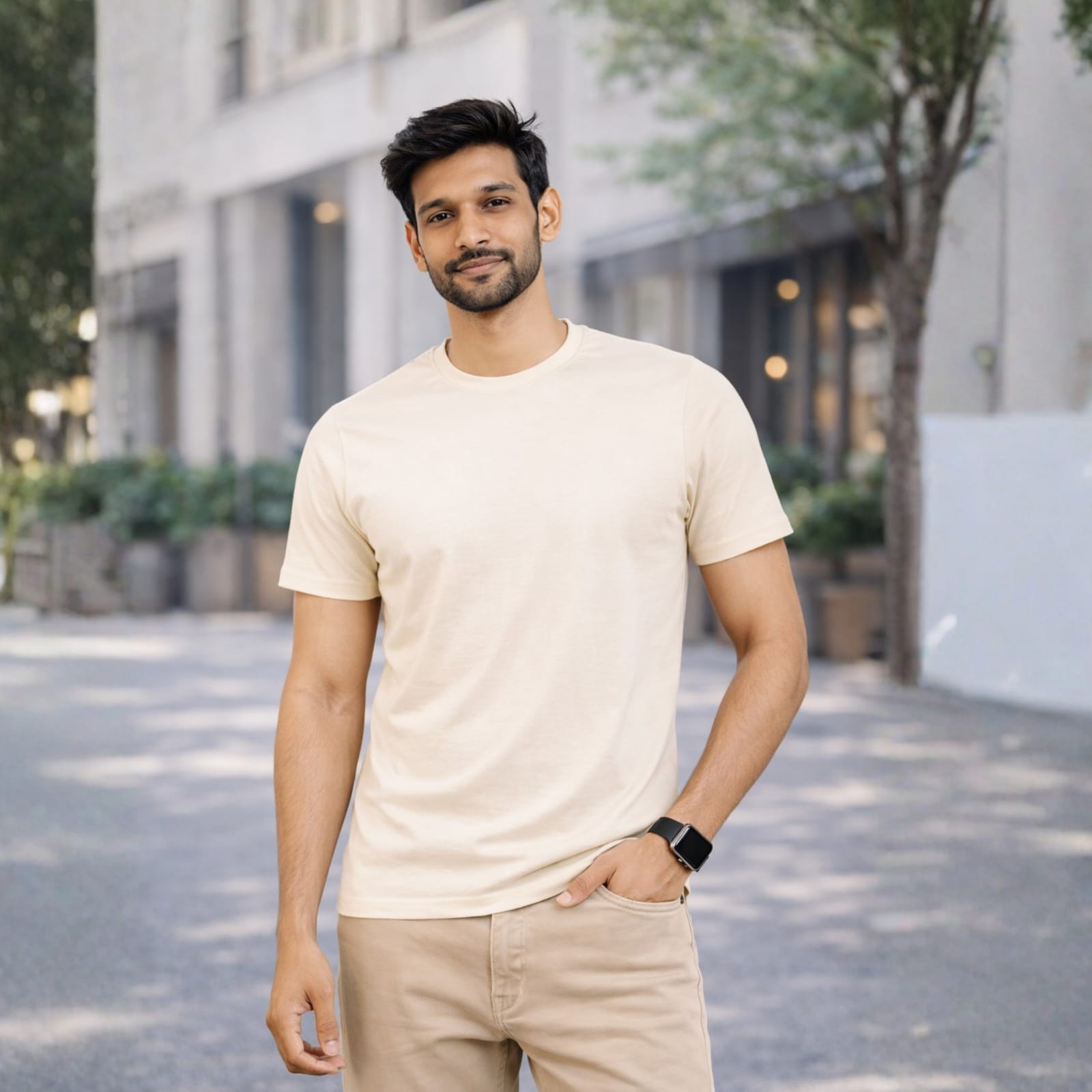 AMAREE Classic Round Neck Half Sleeve Organic Cotton T-Shirt for Men | Soft, Breathable, Comfortable, Stylish Casual Tee | Regular Fit, Durable Fabric, Minimalist Design