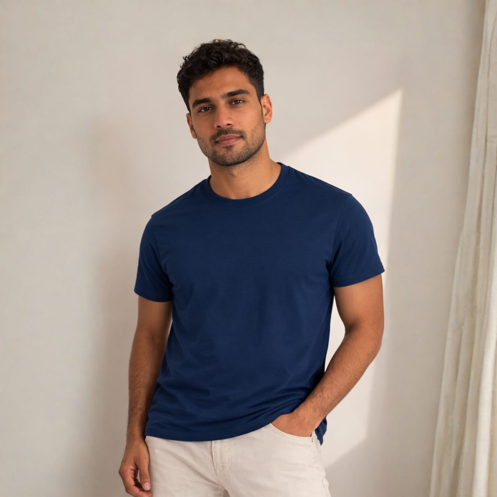 AMAREE Classic Round Neck Half Sleeve Organic Cotton T-Shirt for Men | Soft, Breathable, Comfortable, Stylish Casual Tee | Regular Fit, Durable Fabric, Minimalist Design