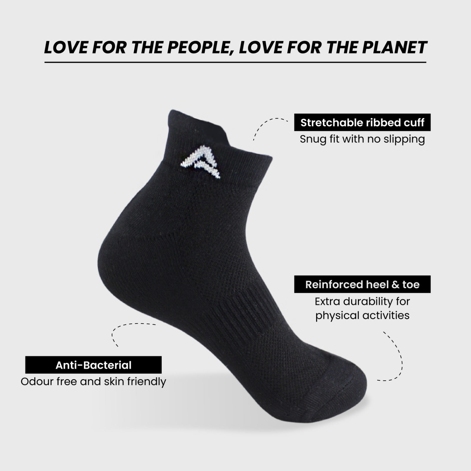 Performance Bamboo Socks Ankle Length - Black Navy White