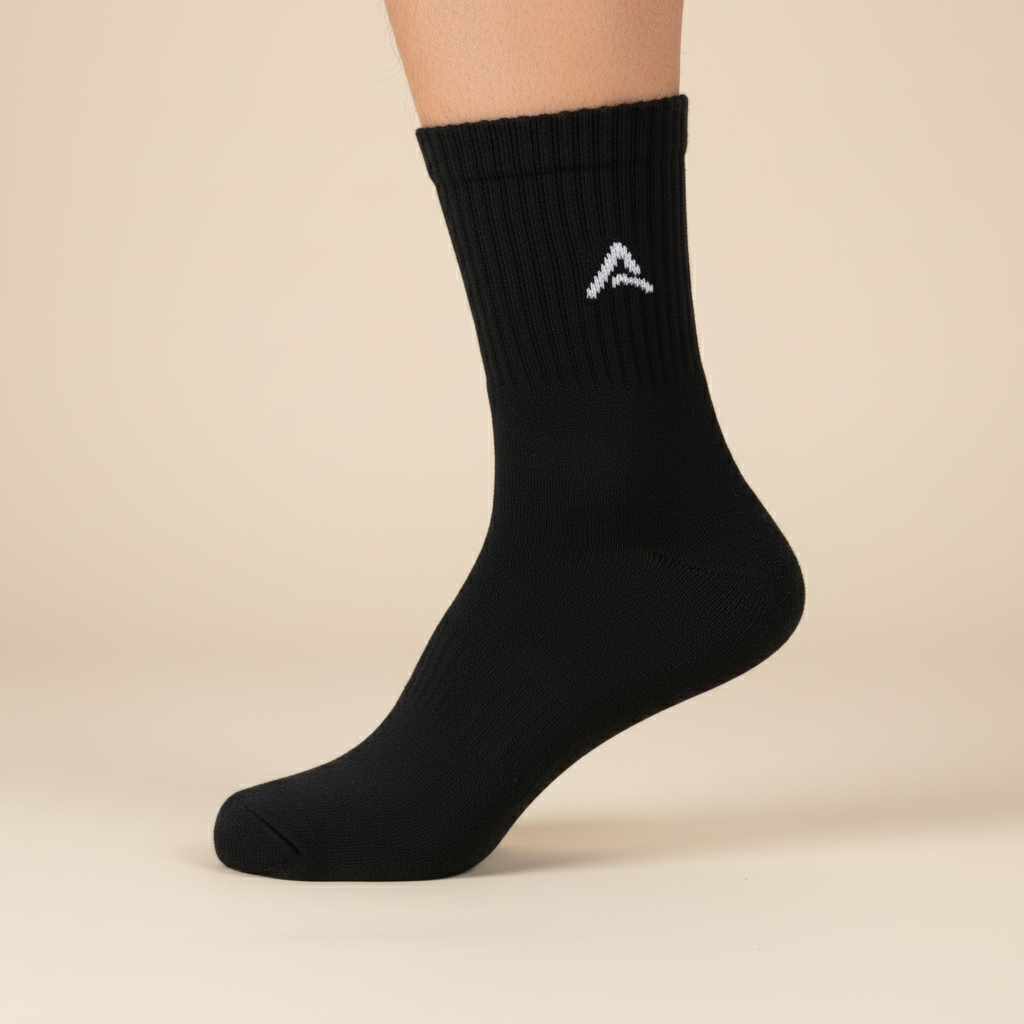 Organic Cotton Ankle Full Terry - Black Navy Grey