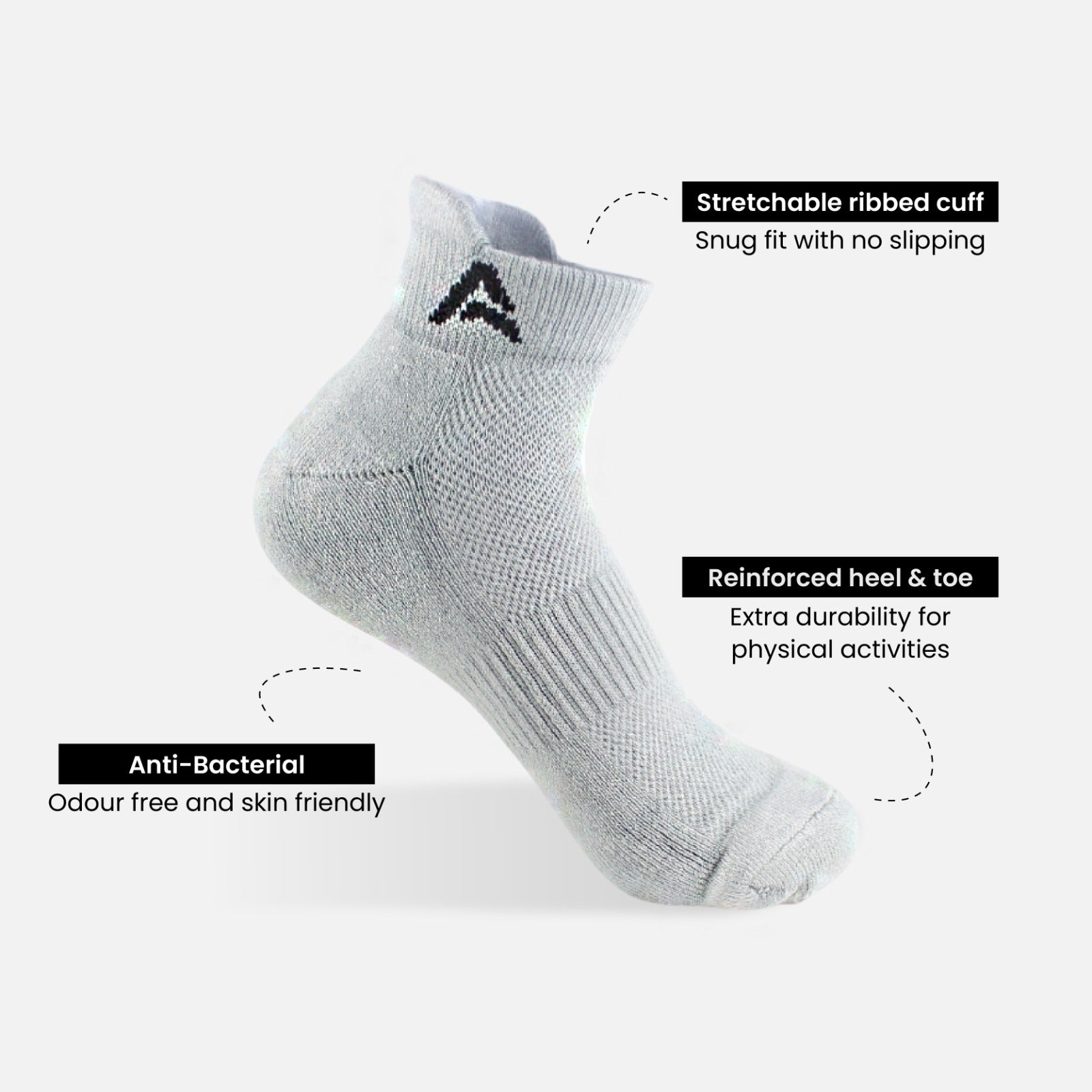 Performance Bamboo Socks Ankle Length - Navy Off White Grey