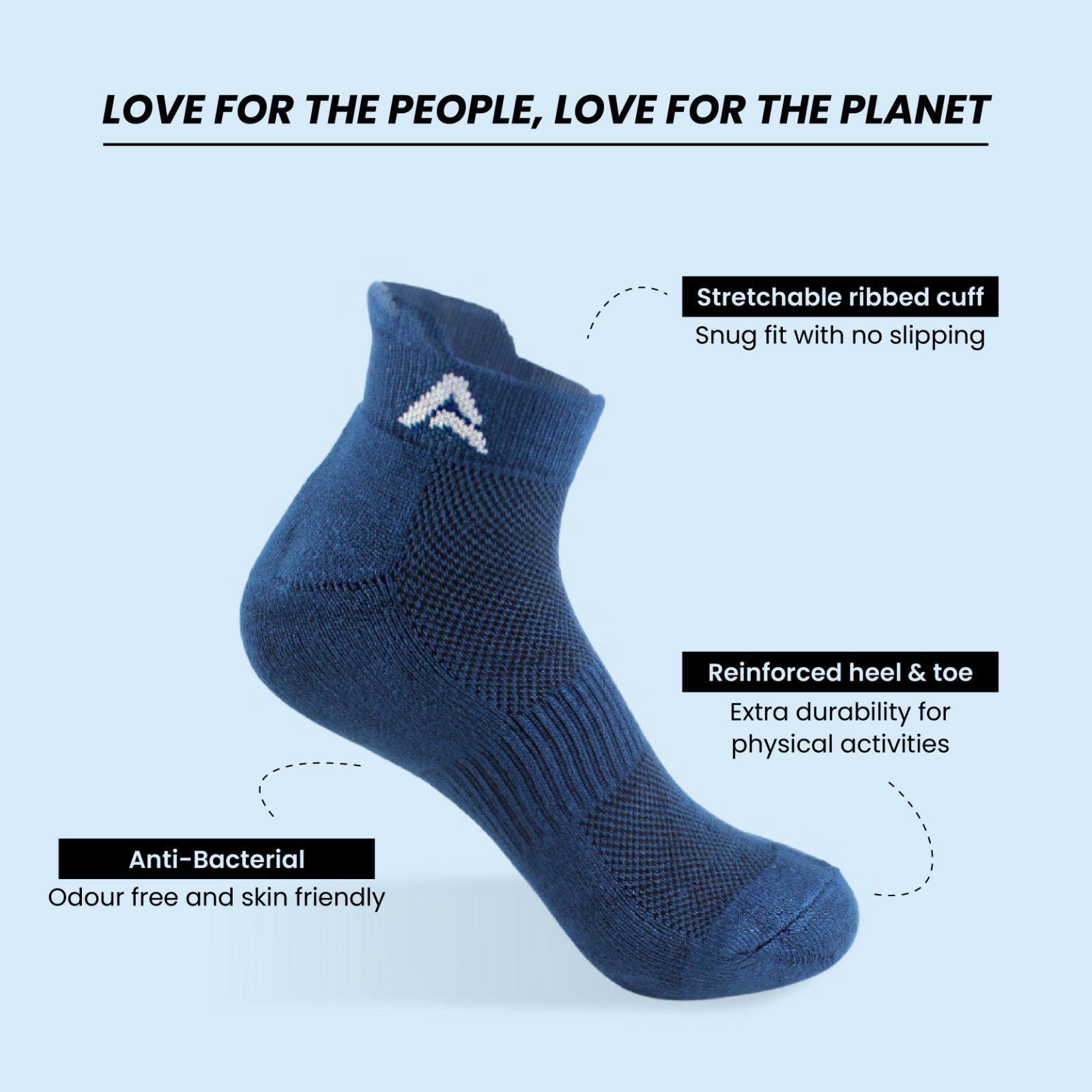 Performance Bamboo Socks Ankle Length - Navy Pack Of 3