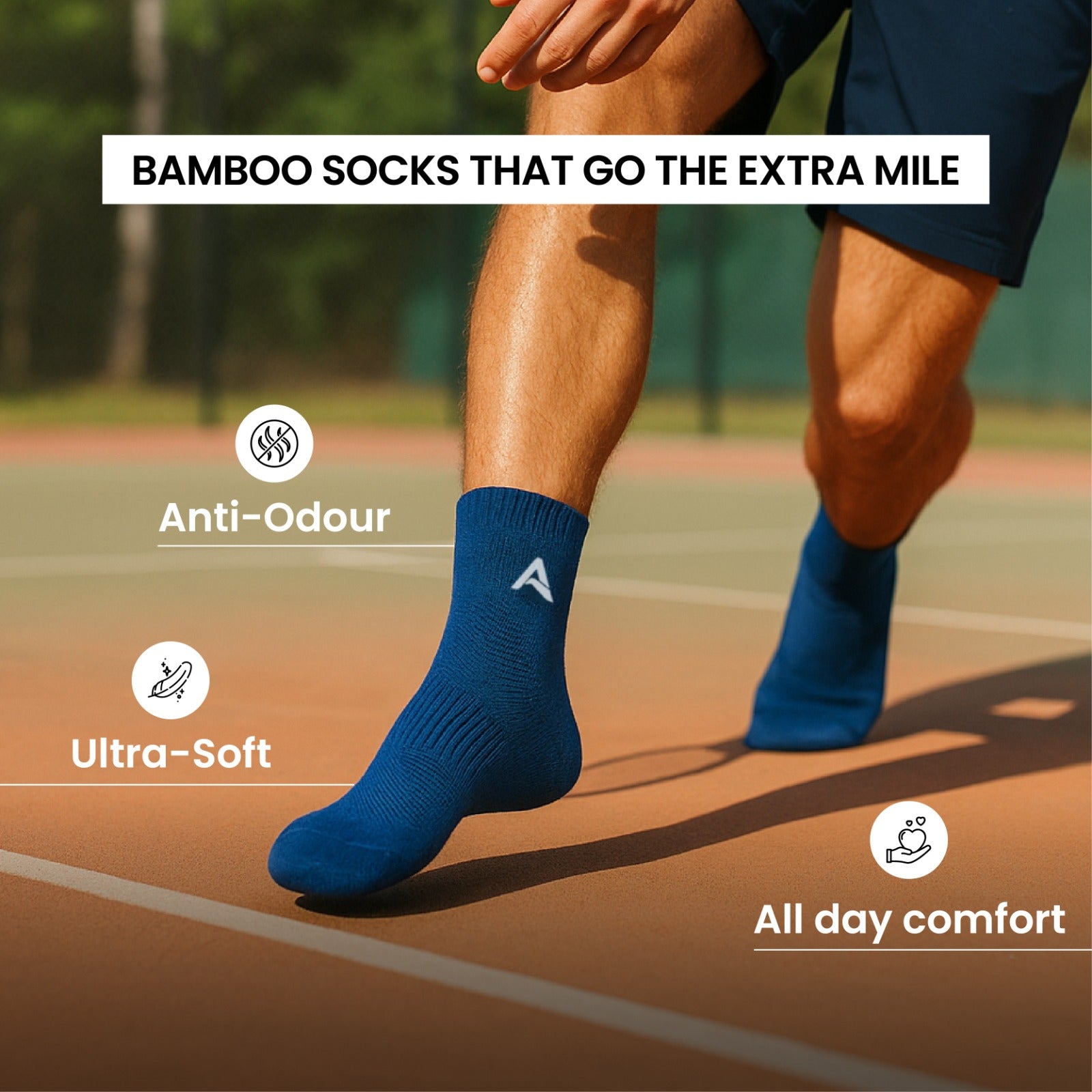 Performance Bamboo Socks Ankle Length - Navy Pack Of 3