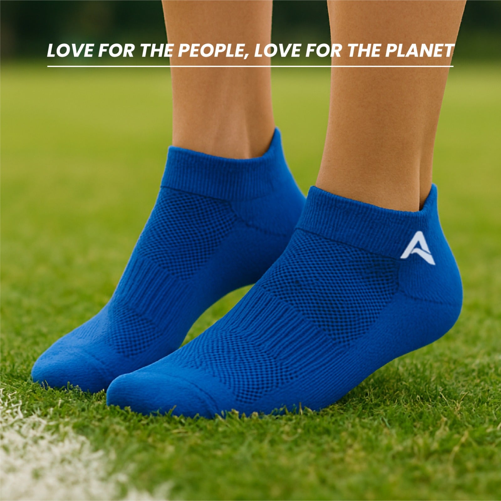 Performance Bamboo Socks Ankle Length - Black Sonic-Blue White