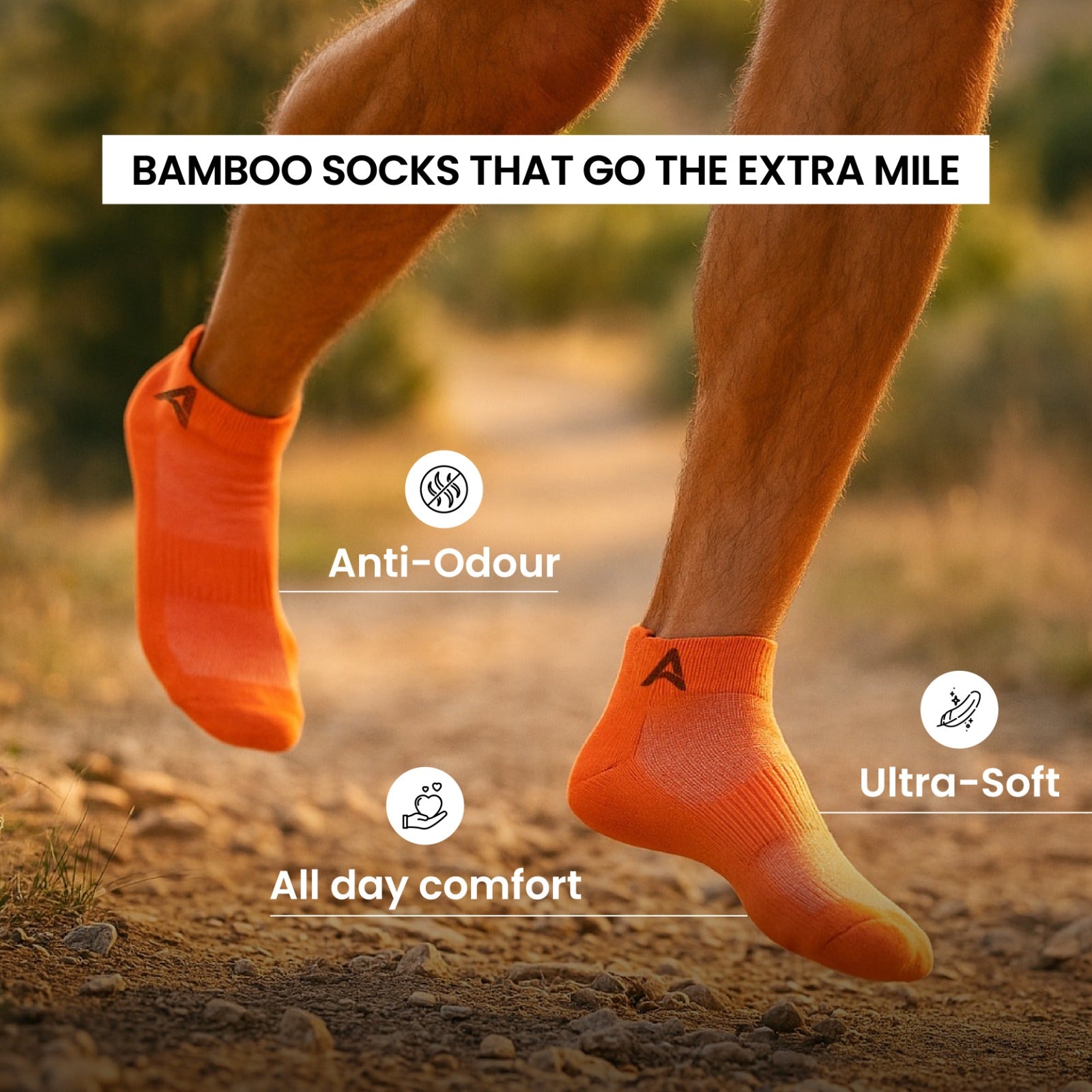 Performance Bamboo Socks Ankle Length - Navy Tomato Grey