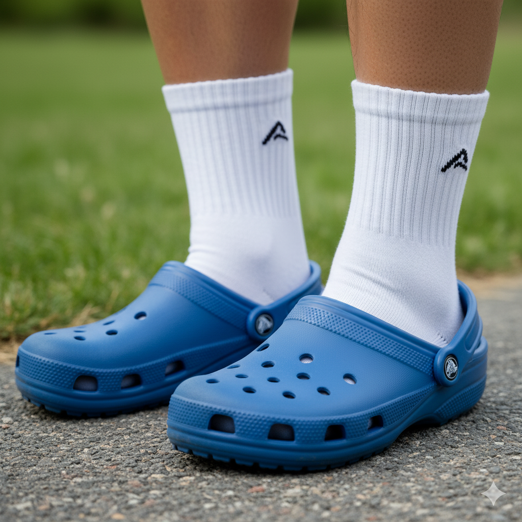 Organic Cotton Ankle Full Terry - Navy Grey White